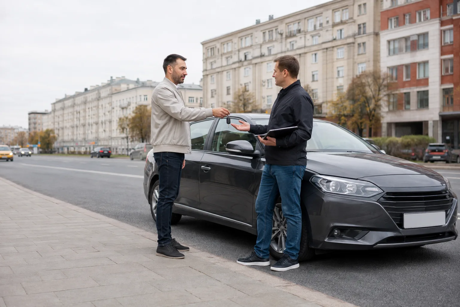 Иллюстрация осмотра автомобиля перед выкупом
